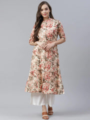 Eshani Cream Cotton Floral Print Kurta - Eshani world