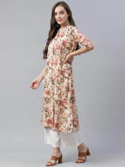 Eshani Cream Cotton Floral Print Kurta - Eshani world