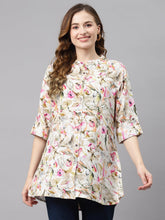 Eshani Multi Floral Rayon Shirt Style A-Line Top - Eshani world