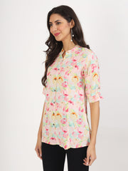 Eshani Green Floral Printed Rayon Top