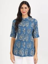 Eshani Blue Floral Printed Rayon Top