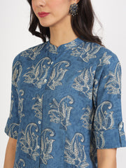 Eshani Blue Floral Printed Rayon Top