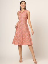 ESHANI Pink Floral Print A-Line Midi Dress