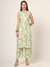 ESHANI Cream Printed Rayon Fabric Straight Kurta