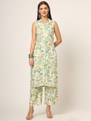 ESHANI Cream Printed Rayon Fabric Straight Kurta