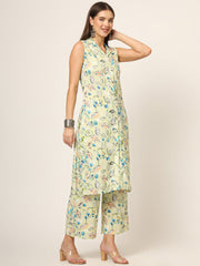 ESHANI Cream Printed Rayon Fabric Straight Kurta