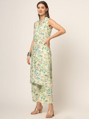 ESHANI Cream Printed Rayon Fabric Straight Kurta