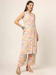 ESHANI Pink Printed Rayon Fabric Straight Kurta