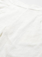 Eshani Women Off-White Comfort Regular Fit Solid Cotton Cigarette Trousers