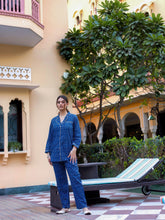 Eshani Blue Printed Night suit - divenaworld.com