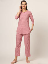 ESHANI Pink Floral Print Cotton Regular Fit Night Suit