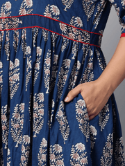Plus Size Royal Blue Printed Floor Length Anarkali - Eshani world