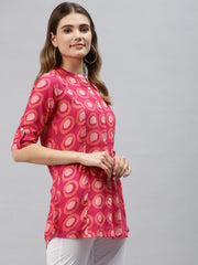 Eshani Pink Rayon Shirt Style Top - Eshani world