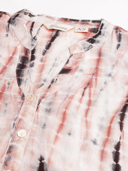 Eshani Cream Muslin Tie and Dye Kurta with Ham Cuffed Pant Set - Eshani world