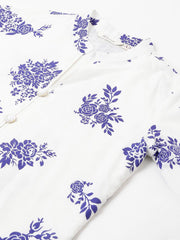 Eshani White Floral Printed Straight Kurta With tulip pant - Eshani world