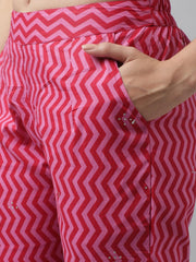 Eshani Magenta Floral Cotton Anarkali Kurta Pant Set with Dupatta - Eshani world