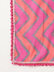 Eshani Turquoise Blue Cotton Sleeves less Anarkali Sharara set with Dupatta - Eshani world