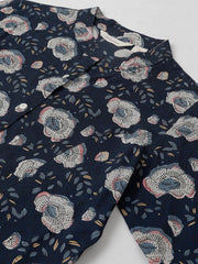 Eshani Blue Floral printed Rayon A-line Shirts Style Top - Eshani world