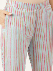 Eshani Blue Floral Print Cotton Kurta, Trouser With Dupatta