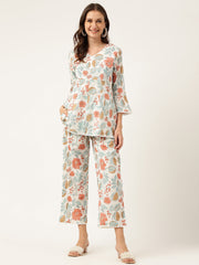 Eshani Women Floral Printed Pure Cotton Tunic With Trousers