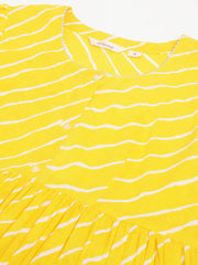 Eshani Stripe Printed Yellow Regular Cotton Top