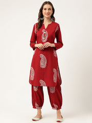 Eshani Maroon Paisley Print Cotton Co-ord Set