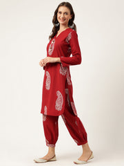 Eshani Maroon Paisley Print Cotton Co-ord Set