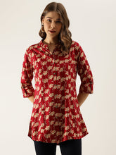 Eshani Maroon Floral Printed Rayon Shirt type Top for Women