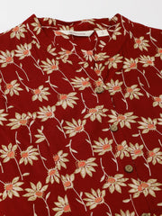 Eshani Maroon Floral Printed Rayon Shirt type Top for Women