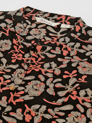 Eshani Black Floral Printed Rayon Shirt Style Top