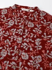 Eshani Maroon Floral Print Rayon Regular Top