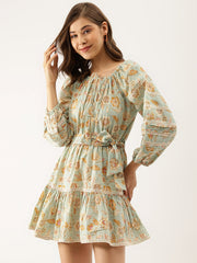 Eshani Sky Blue Floral Dress