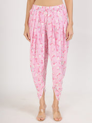Eshani Pink Floral Printed Cotton Kurta with Dhoti Co-Ord Set