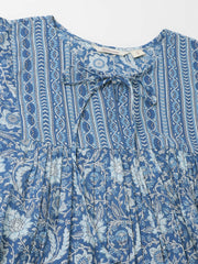 Eshani Blue Printed Cotton Peplum top