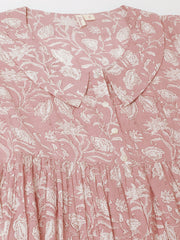 Eshani Lavender Floral Printed Cotton Ethnic Dress for Women