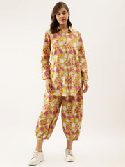 Eshani Mustard Floral Print Cotton Co-ord Set