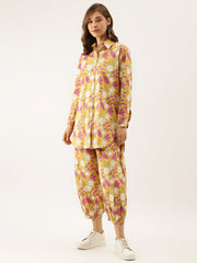 Eshani Mustard Floral Print Cotton Co-ord Set