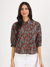 Eshani Black Floral Printed Cotton Tops