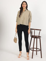 Eshani Green Floral Printed Cotton Tops