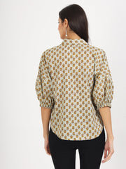 Eshani Green Floral Printed Cotton Tops