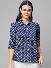 Eshani indigo Block Printed Casual Women Shirts - Eshani world