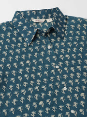 Eshani Turquoise Blue Ethnic Motif Printed Casual Women Shirts