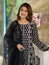 Eshani Black Cotton Straight Fit Knee Long Kurta Set for Women