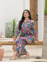 Eshani Purple Multi Digital Print Muslin Co-ord set for Women