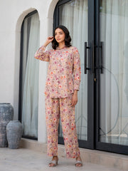 Eshani Purple Multi Floral Printed Rayon Co-ord Set