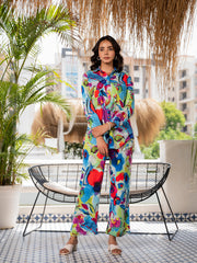 Eshani Multi Floral Printed Rayon Co-ord set for Women