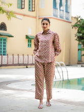 ESHANI Red Floral Print Pure Cotton Straight Co-ord Set