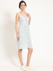 ESHANI Blue Ethnic Motif Shoulder Strip Dress