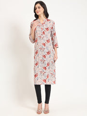 ESHANI Multicolour Floral Print Rayon Fabric Straight Kurta