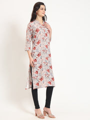 ESHANI Multicolour Floral Print Rayon Fabric Straight Kurta